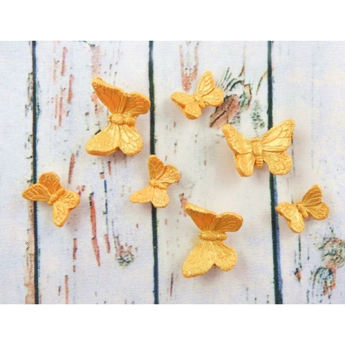 Motyle cukrowe złote do dekoracji 7 sztuk